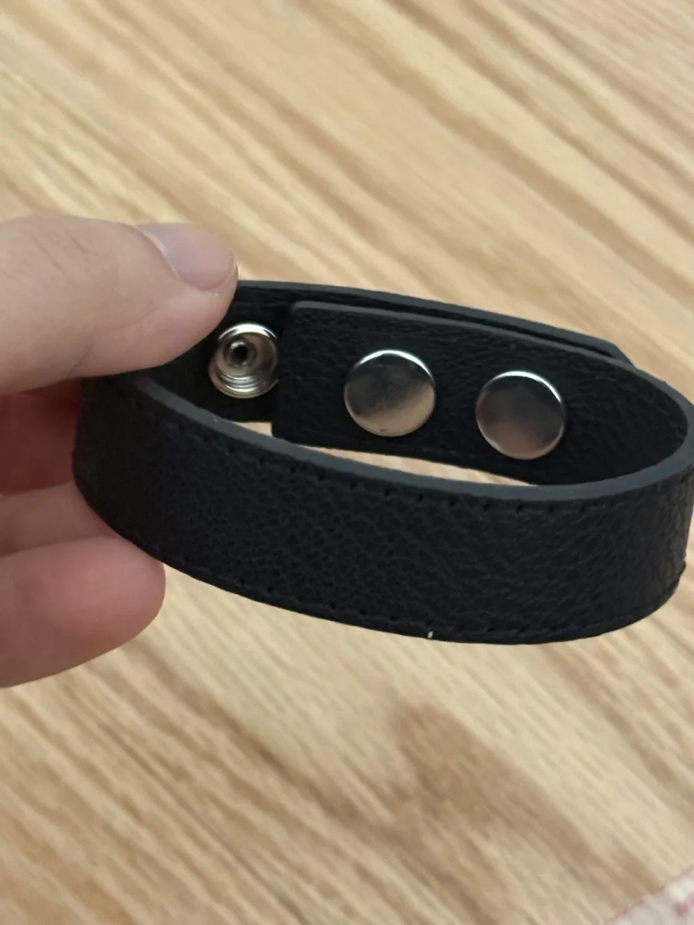 Men’s Leather Snap Bracelet in Deep Pink
